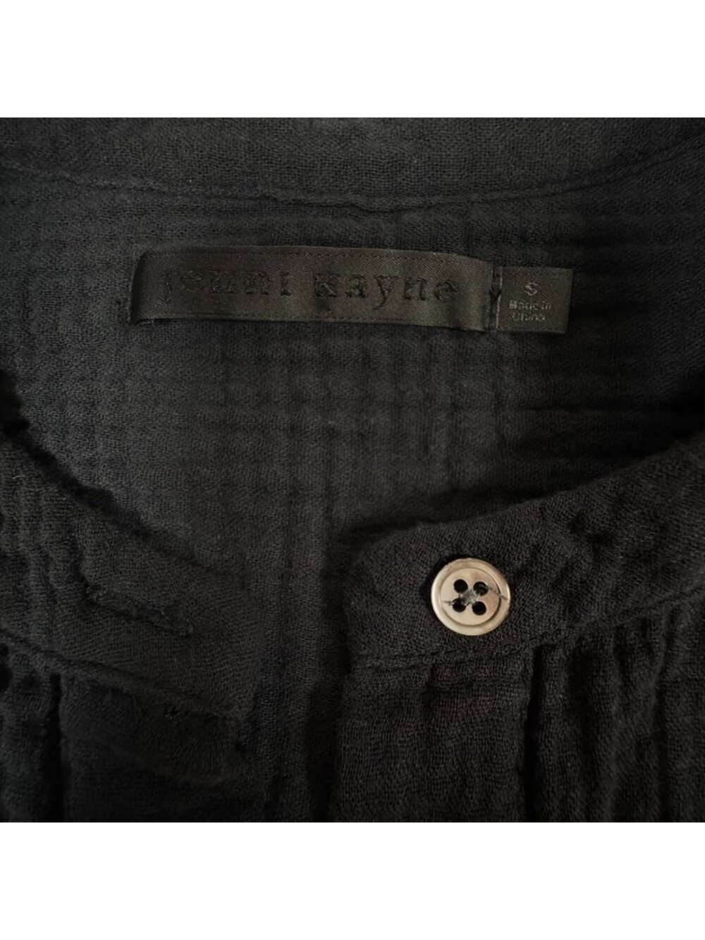 Jenni Kayne Henley Gauze Shirt Sz S Black Cotton Oversized Minimalist - Picture 4 of 9